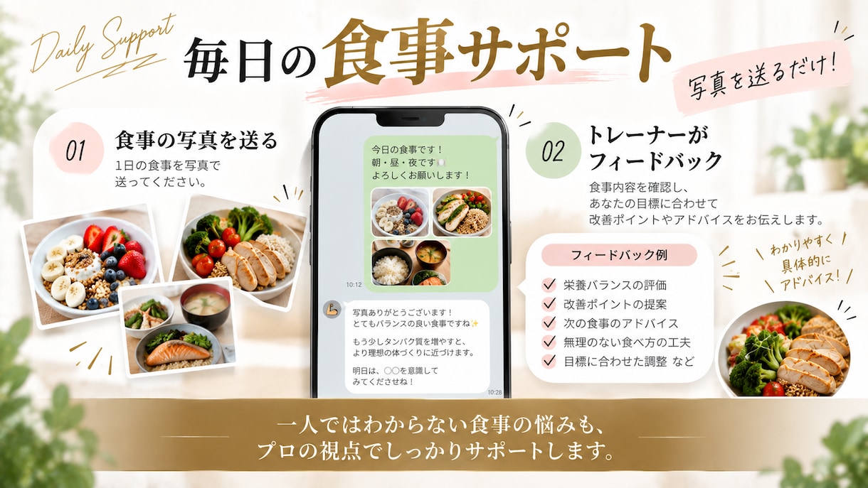 2週間お試し​！食事×トレーニングをサポートします 女性限定｜食事・運動を無理なく続ける習慣作り｜伴走型 イメージ4