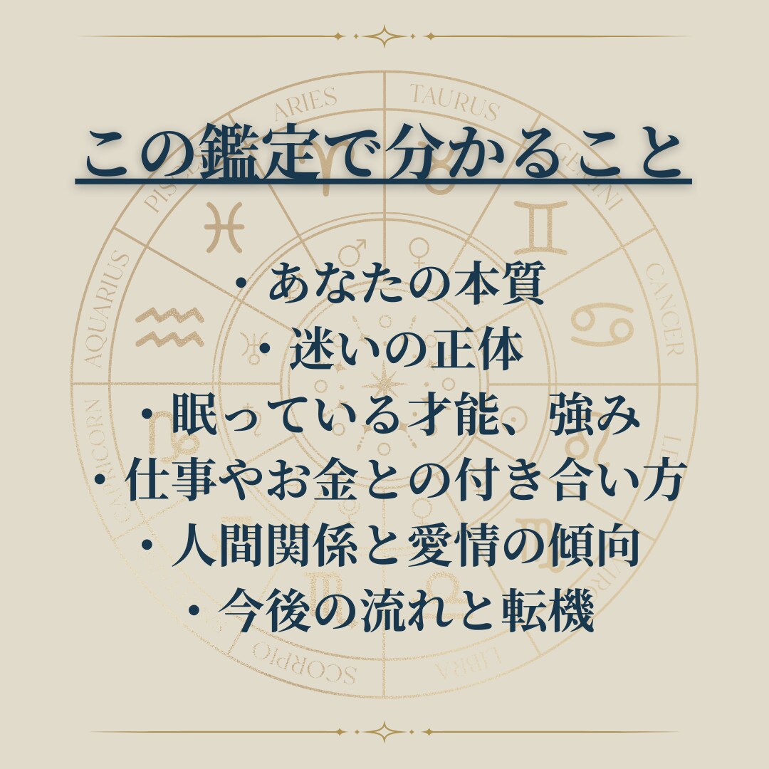 西洋占星術｜星が示す人生の道しるべを読み解きます あなたの本質と人生の流れを約20,000字で読み解きます イメージ3