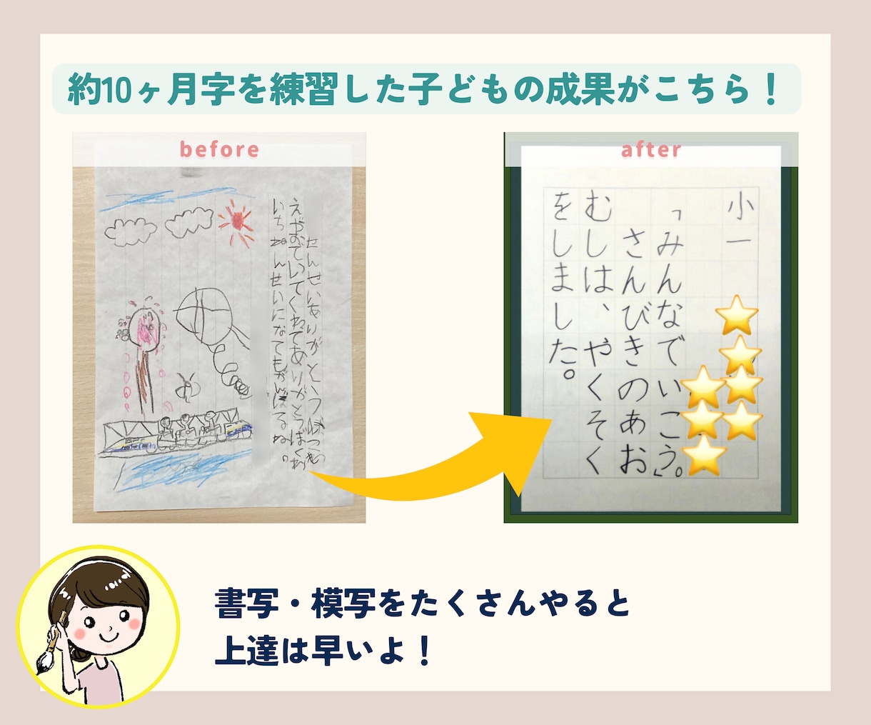 低価格でも美文字に1歩前進！あなたの硬筆添削します 書道歴25年以上、1級賞状技法士が書き方のポイント教えます！ イメージ4