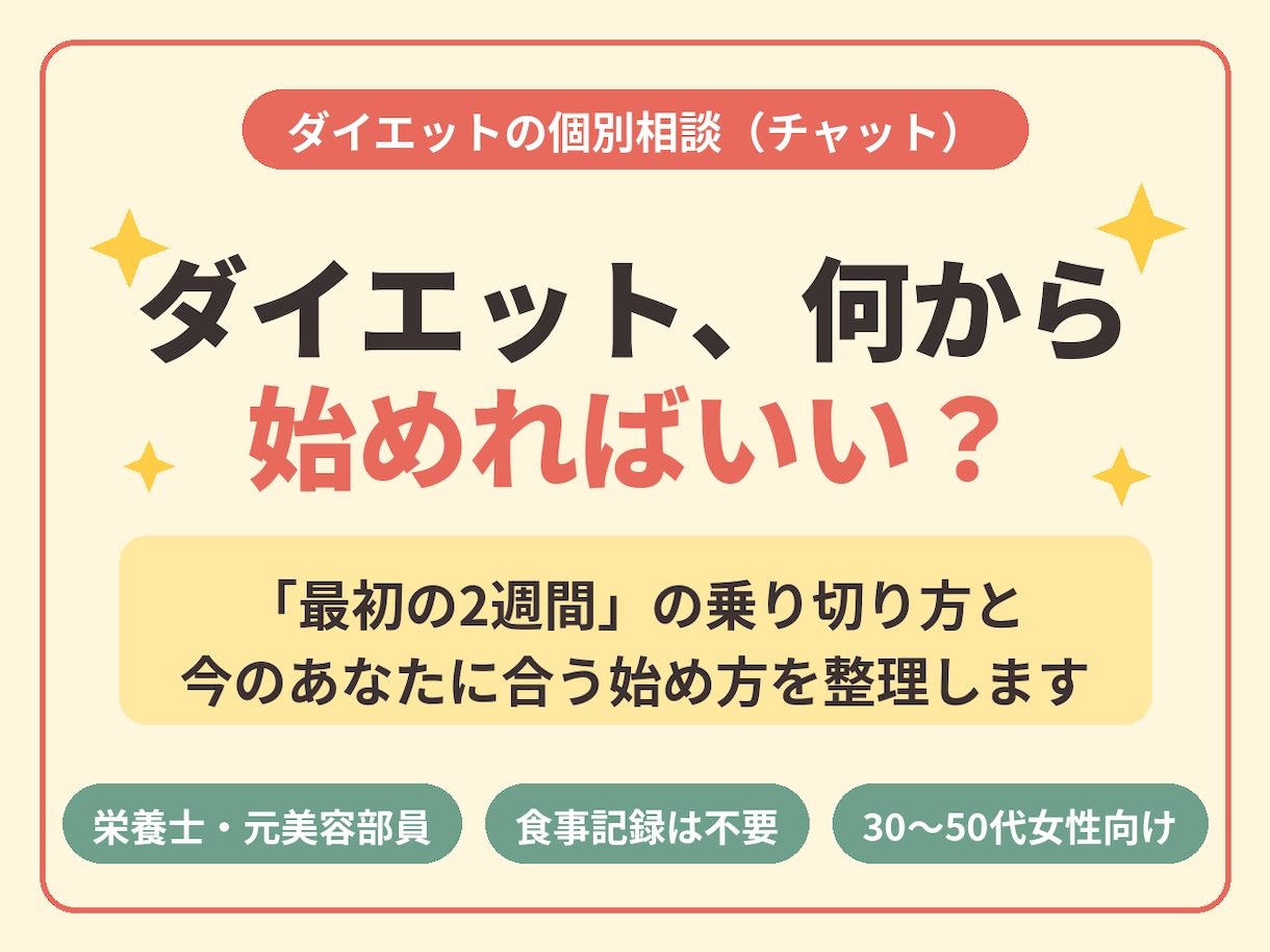 栄養士・元美容部員がダイエットの始め方を整理します 一緒に最初の一歩を踏み出しましょう イメージ1