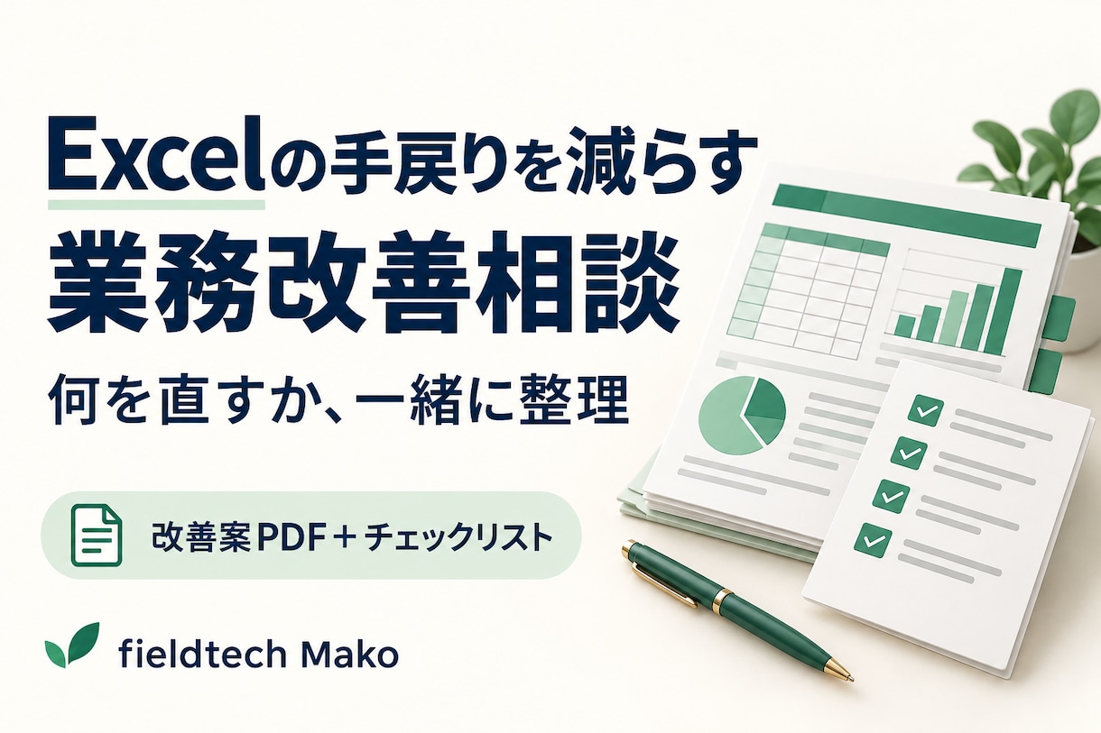 Excelの手戻りを減らす改善案を作ります 何を直すかを整理し、一人で抱えない仕事へ イメージ1