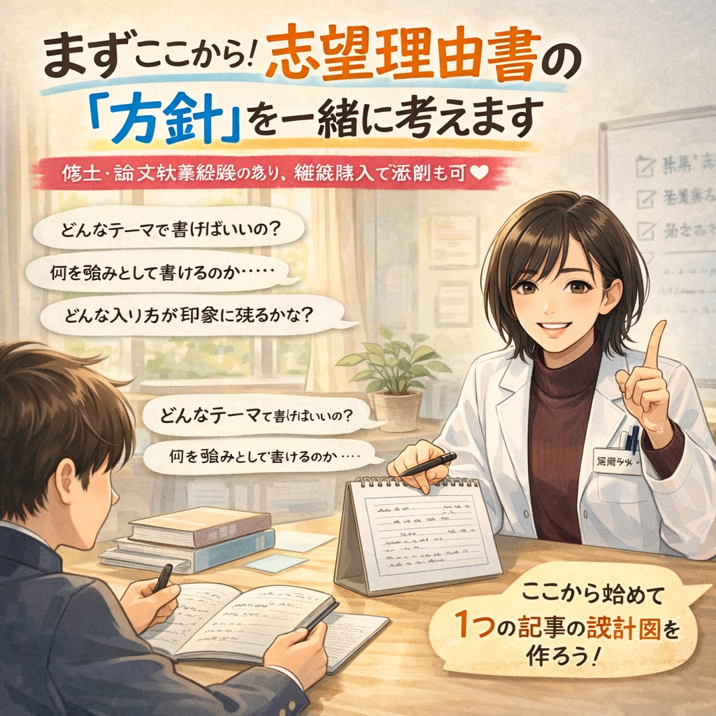 まずここから！志望理由書の「方針」を一緒に考えます 修士・論文執筆経験のあり。継続購入で添削も可 イメージ1