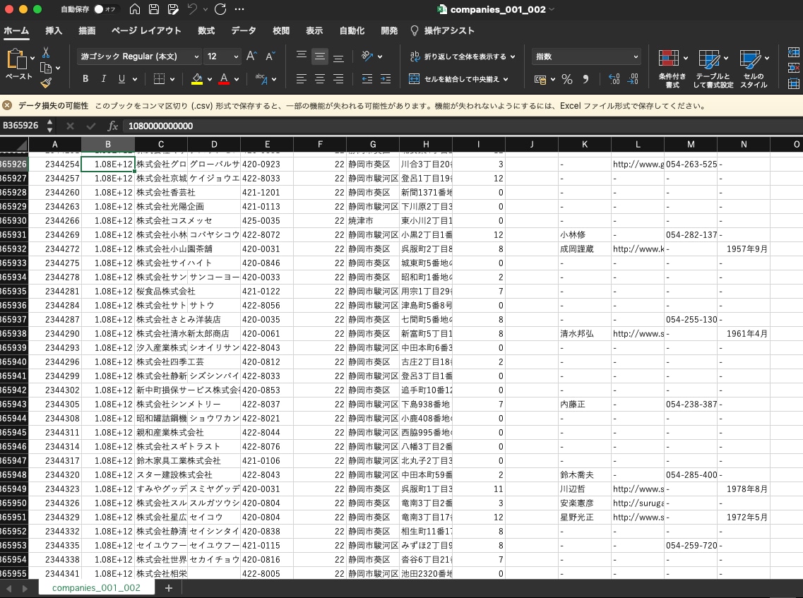 427万件の上場、非上場企業リストを販売します 上場企業、非上場企業リスト合わせて約427万件のデータ イメージ1