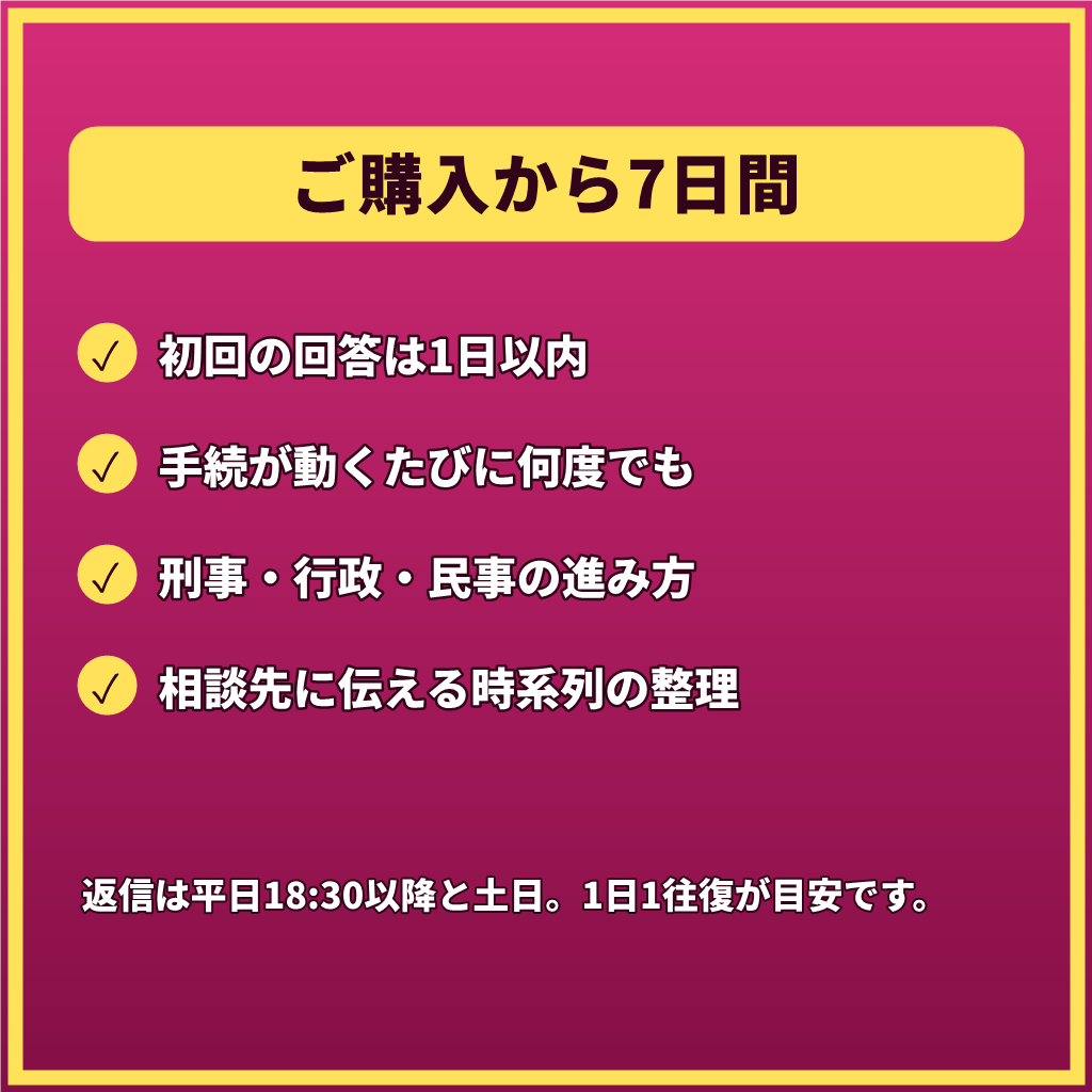 人身事故・物損事故で迷うあなたへ7日間応じます 【最長1週間】実況見分から処分まで。手続が続く間ご一緒に イメージ3