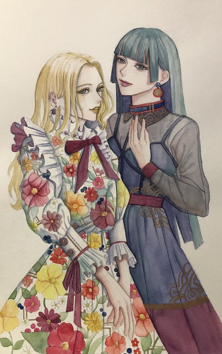 透明水彩でSNS用アイコン、イラスト描きます 耽美な絵や今風なキャラクターを水彩で描きます！ イメージ4