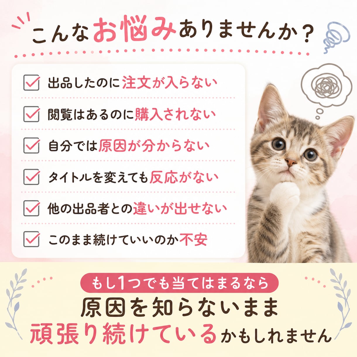ココナラの悩み相談が、なぜ選ばれないのか診断します 販売実績220件！「出品しても購入されない原因」を診断します イメージ2