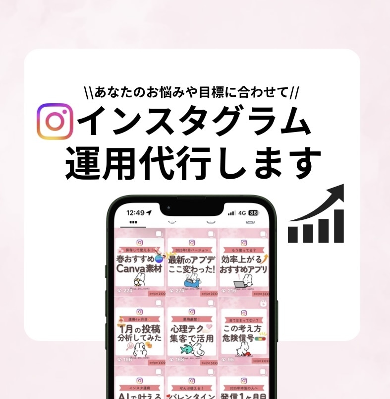 SNSマーケコンサルがインスタ運用代行します 『投稿作成のみ』から『全部おまかせ』まで！最適プランを提案！ イメージ1