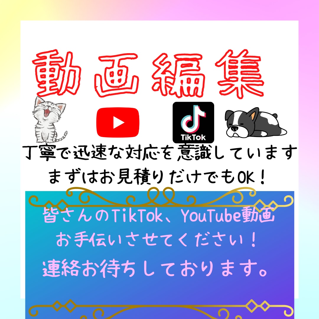 YouTube、TikTokの動画編集いたします 格安！動画編集サポートします。 イメージ1