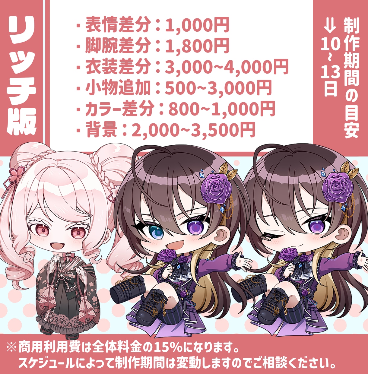 選べる2タイプ！　デフォルメ/ミニキャラ描きます グッズや配信に！プロ絵師が可愛くデフォルメします イメージ5