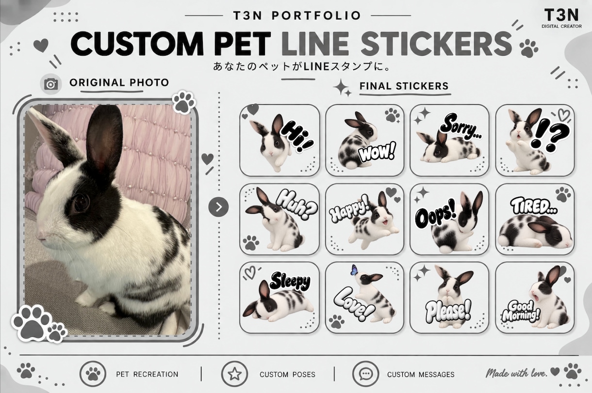 ペットの写真からLINEスタンプを制作します 大切なうちの子を、かわいいLINEスタンプに！ イメージ3