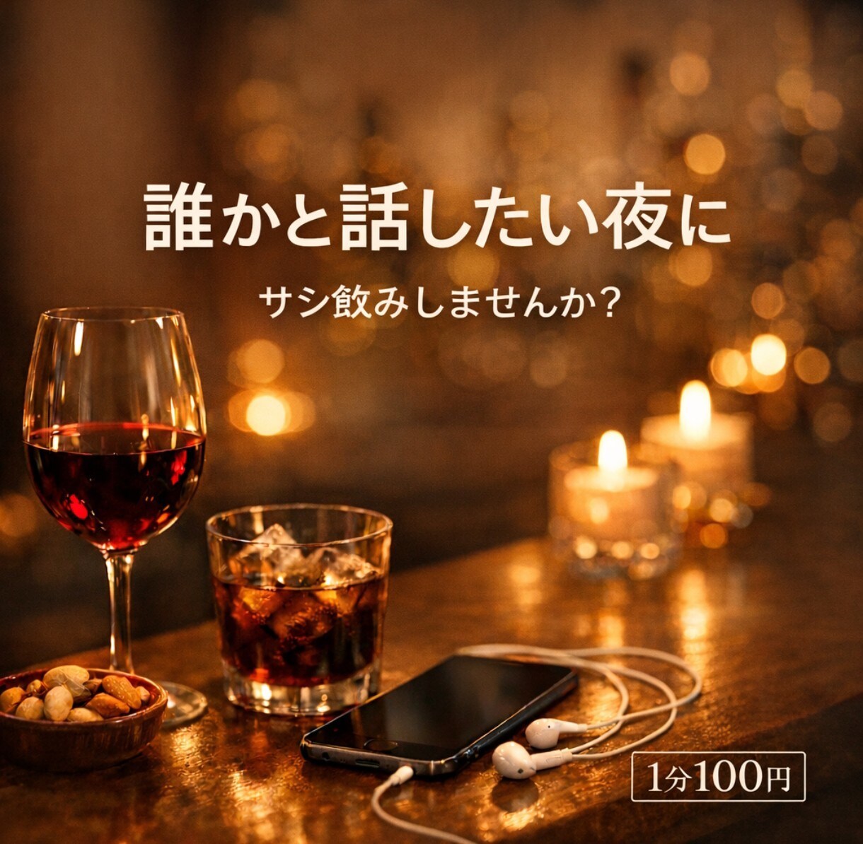 1人で寂しい時間を無くします 【性別問わず歓迎】【元夜職】サシ飲みでもしませんか？ イメージ1