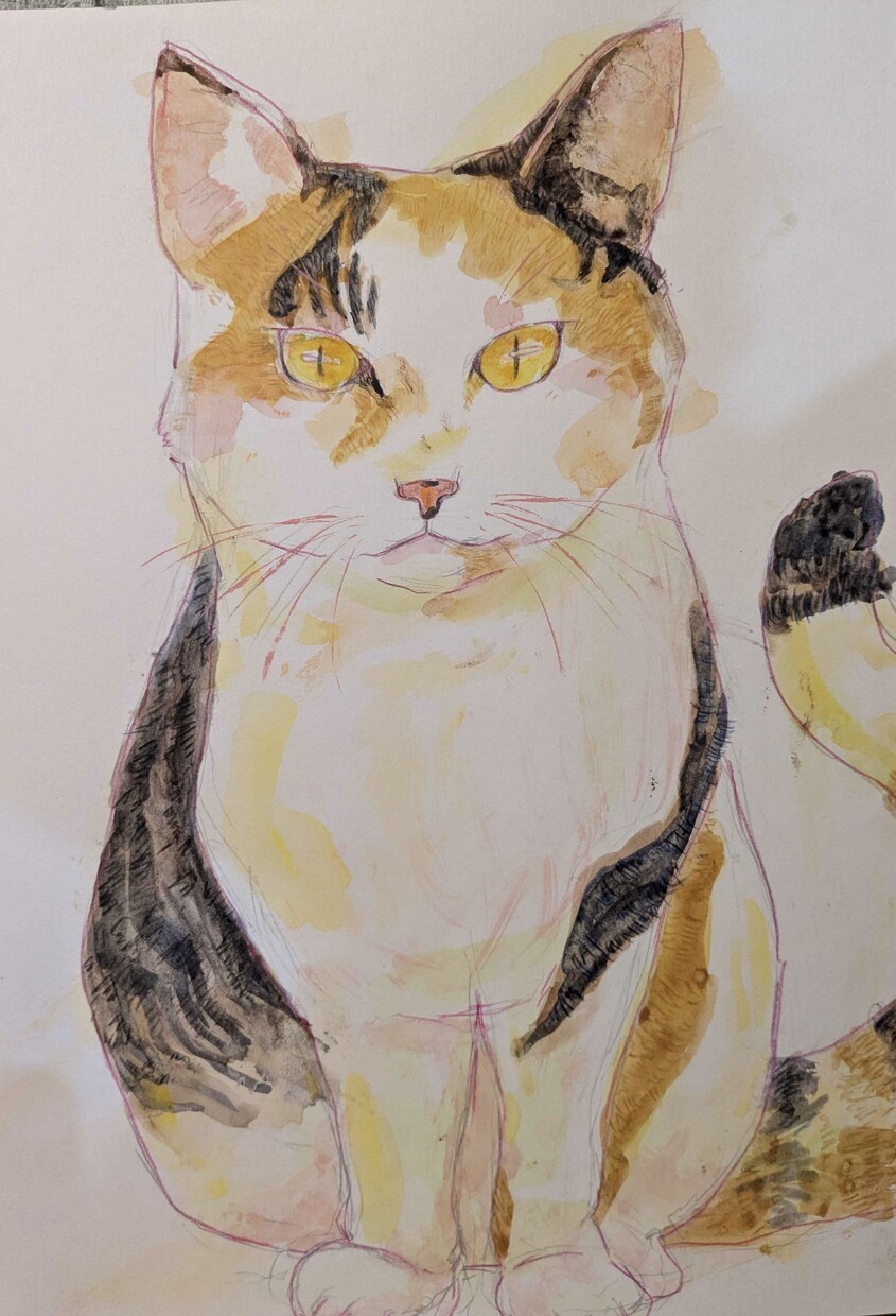 水彩画と色鉛筆で絵画風な似顔絵を作成いたします 大切なペットや家族、カップルの似顔絵（写真模写）を描きます イメージ3