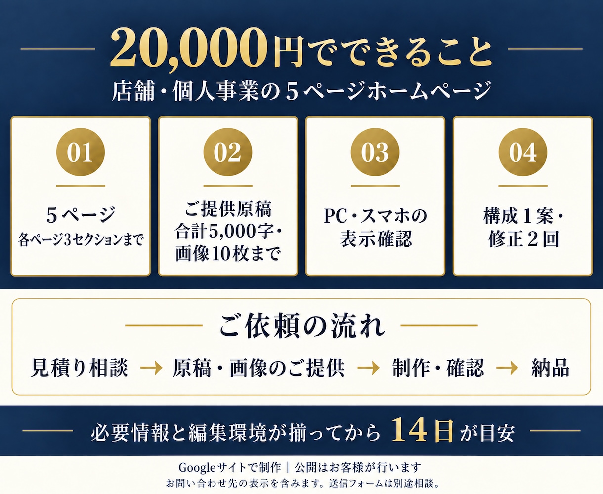 事業紹介ホームページを５ページで制作します Googleサイトで自分で更新／スマホ対応・５頁 イメージ2