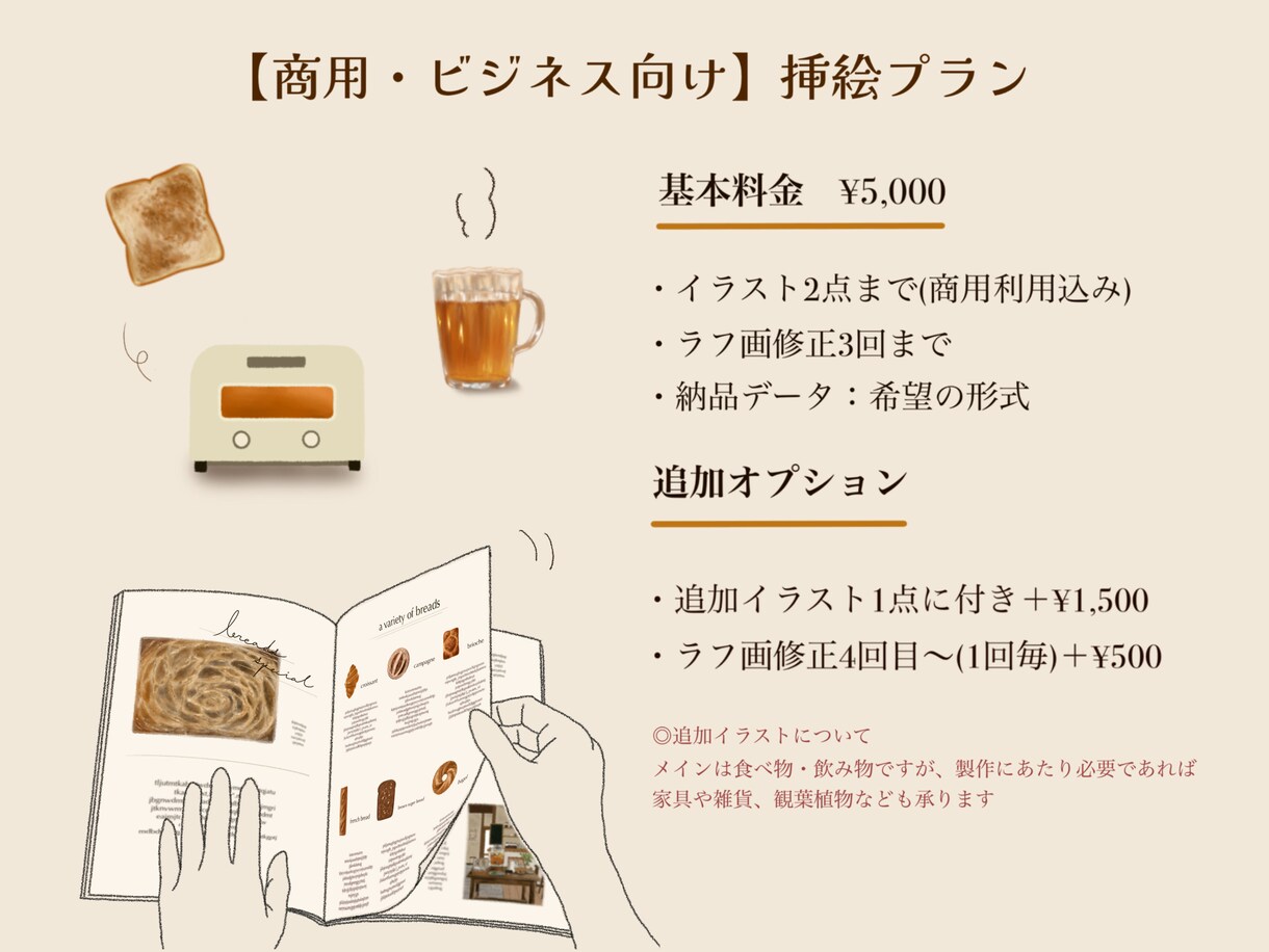 商用利用O.K＊温かみのあるフード挿絵描きます Webやチラシがオシャレで温かみがある雰囲気になります！ イメージ1