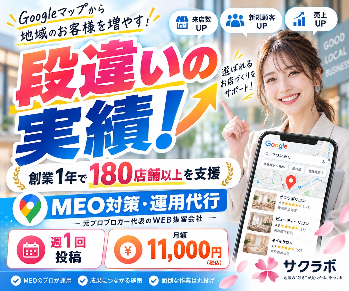 MEO対策・Googleマップ運用を代行します 段違いの実績！180店舗支援のWEB集客会社が運用 イメージ1