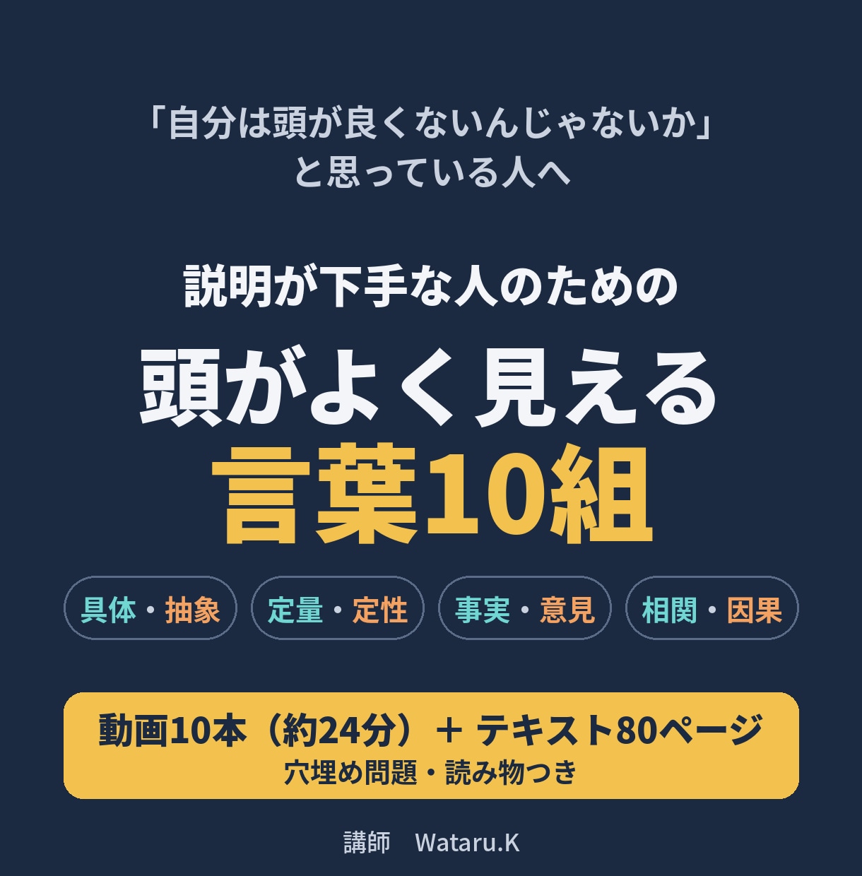 頭がよく見える言葉10組！動画とテキストで教えます 話の理解や説明が苦手と悩む人へ。動画10本＋80頁テキスト イメージ1