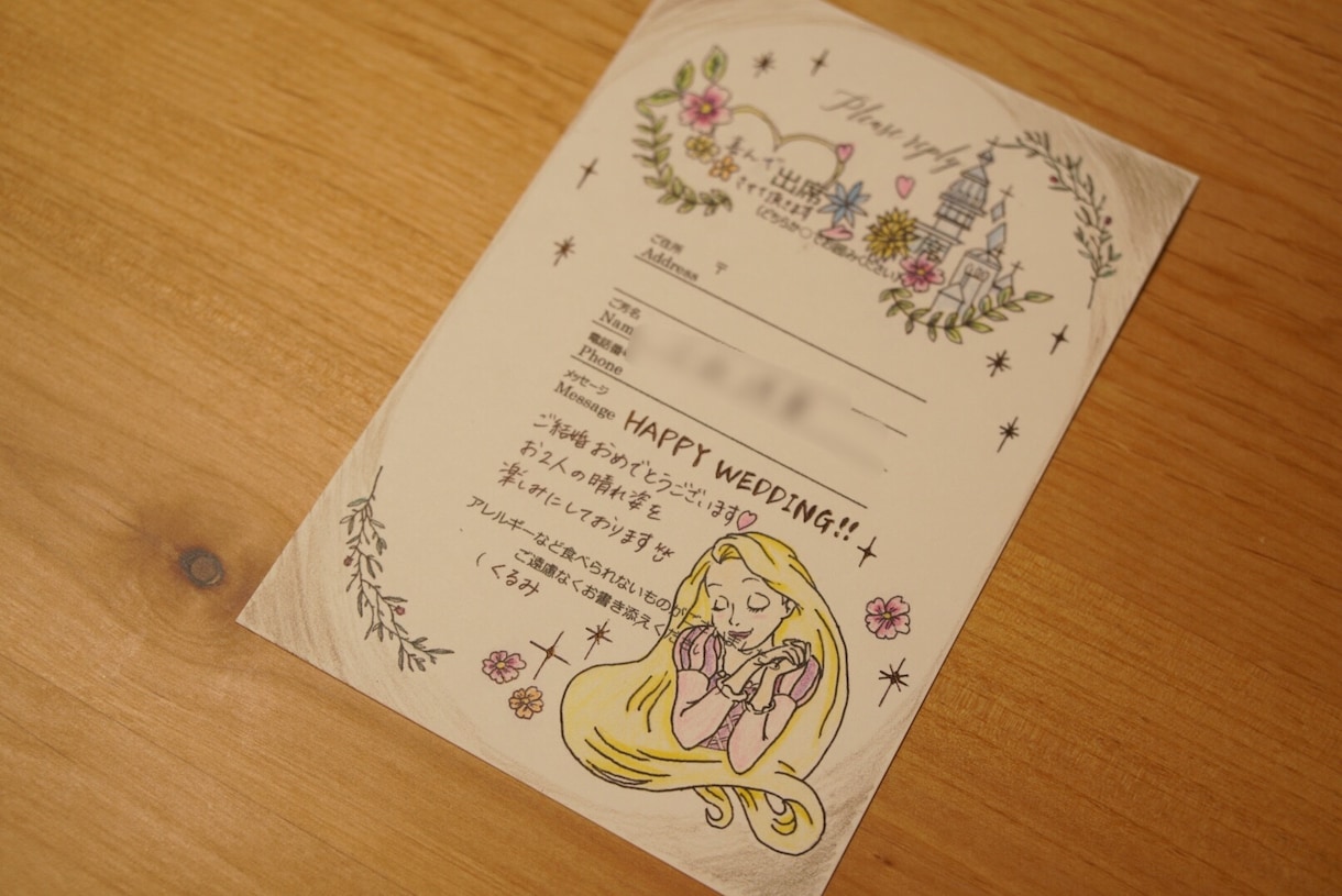 結婚式招待状の返信ハガキをデザインします ご希望のイラストで、新郎新婦を喜ばせます！ イメージ1