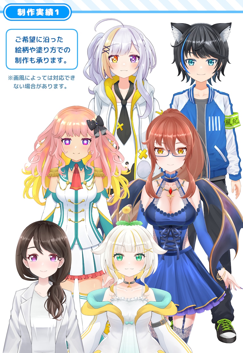 VTuber用キャラデザ～モデリング制作します 立ち絵イラスト・パーツ分け・Live2Dモデル全部込！ イメージ6