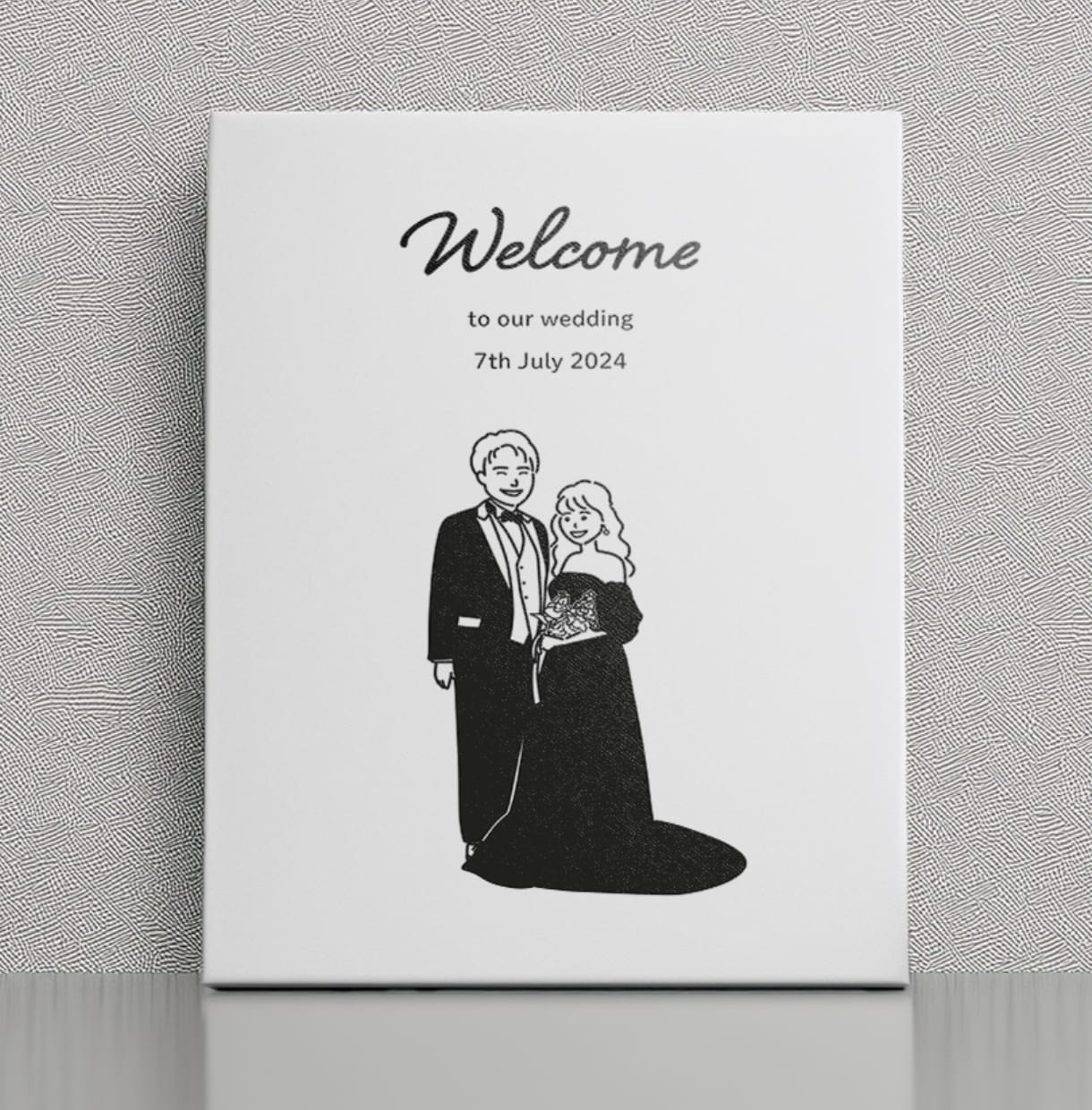 シンプルでお洒落な似顔絵ウェルカムボード制作します 前撮り写真がない方や2人だけのオリジナルイラストを希望の方に イメージ1