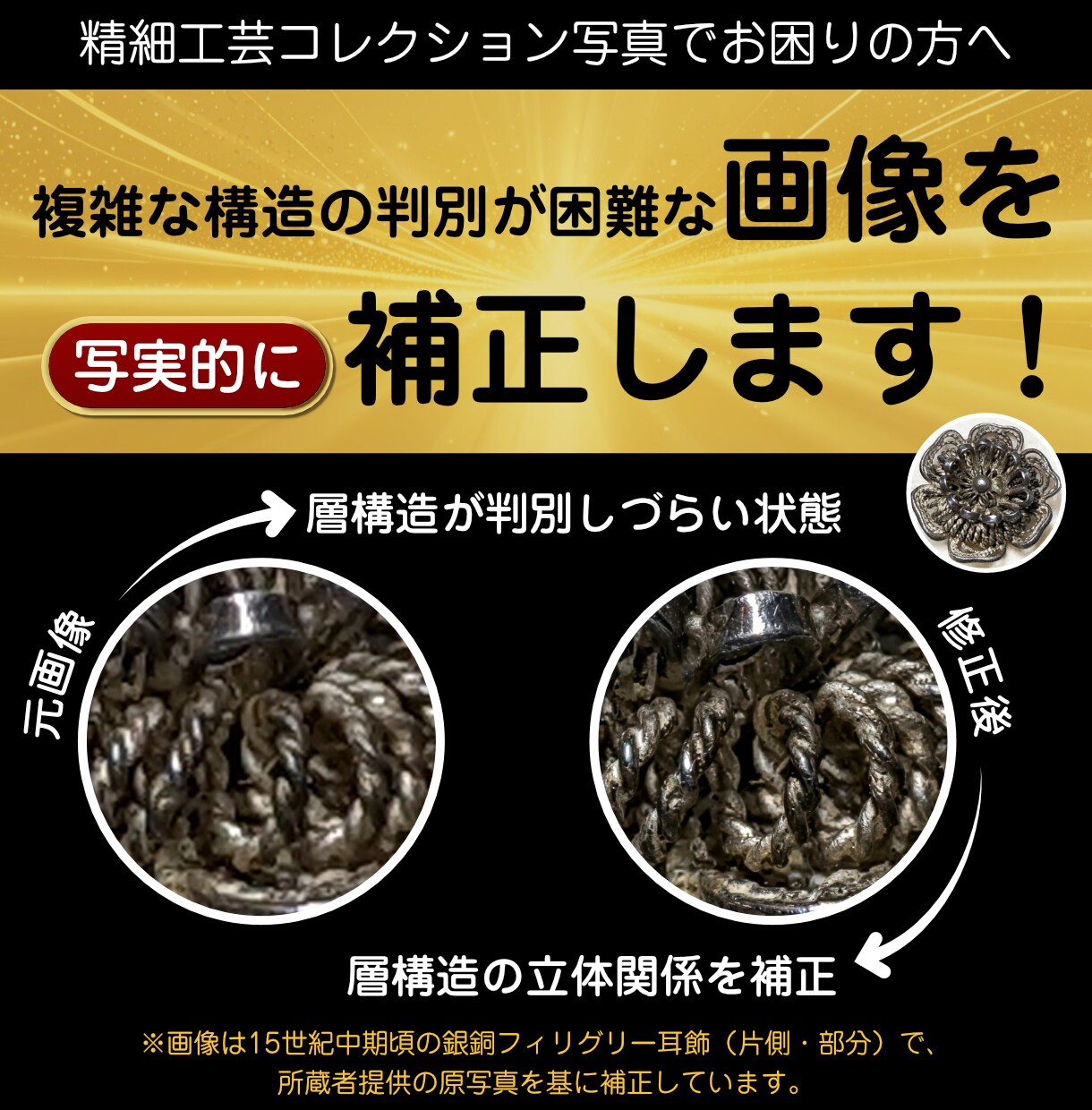 オークション向け細工物マクロ写真等倍写実補正します オークション出品向け微細写真補正・単枚 イメージ1