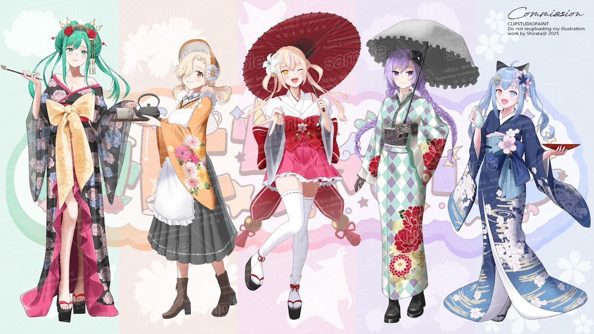 女性キャラのキャラクターイラストを制作いたします Live2Dパーツ分け・三面図制作も対応できます！ イメージ4