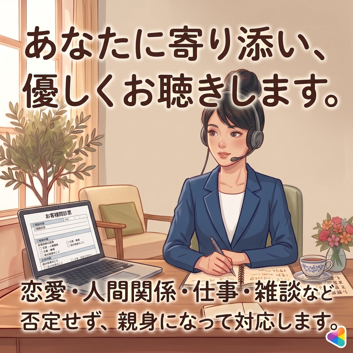 否定も説教もなし あなたの愚痴を丸ごと聴きます アドバイスも説教もなし。ただ味方でいる時間です イメージ1
