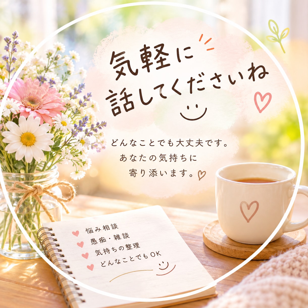 あなたのお話をじっくり聞きます 愚痴や悩みを否定せず丁寧にお聞きします イメージ1