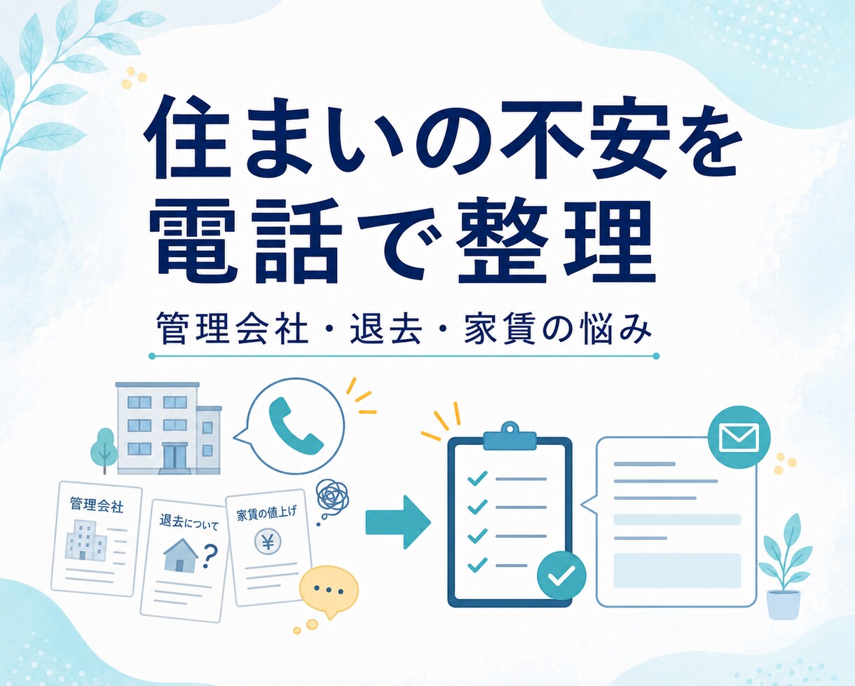 住まいの悩みや管理会社とのトラブルを整理します 家賃値上げ・退去・管理会社対応の不安整理 イメージ1