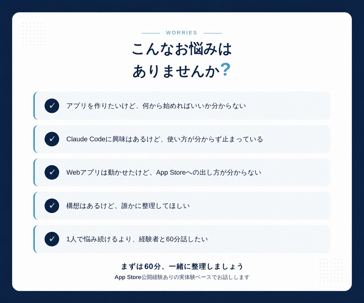 初心者歓迎｜AIアプリ開発・公開の相談に乗ります App Store公開経験あり／実体験ベースでお話しします イメージ9