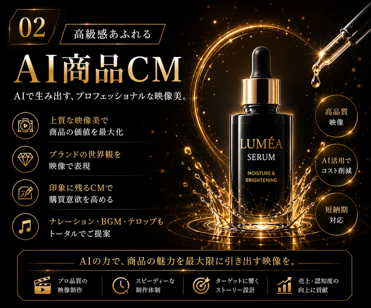 美容・コスメ向けAI広告・PR動画を制作します 撮影不要｜商品画像から高級感あるコスメPR動画を制作 イメージ2