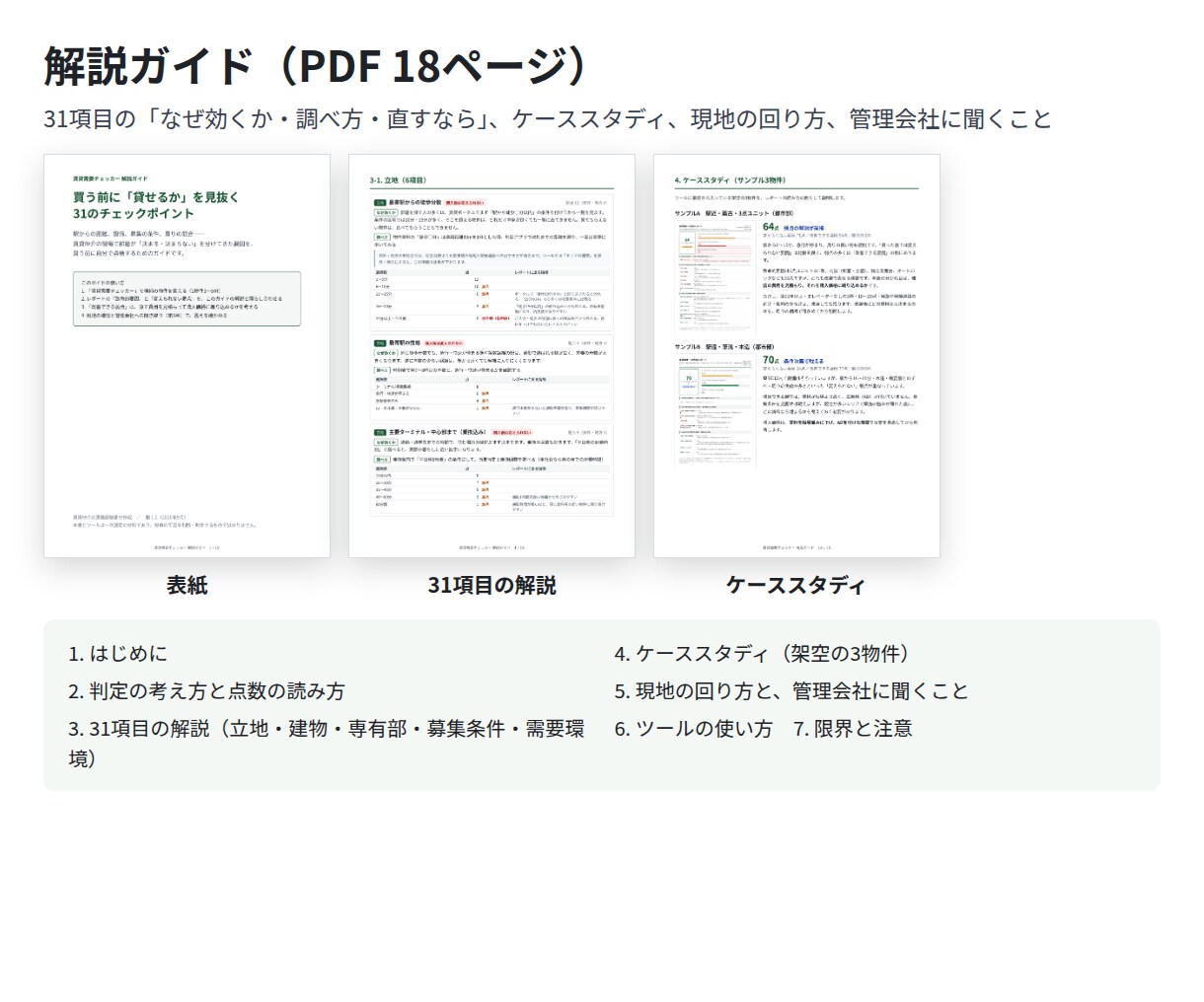 買う前に賃貸需要を31項目で判定するツール売ります 賃貸仲介の現場目線で、空室リスクを買う前に点検できます イメージ4