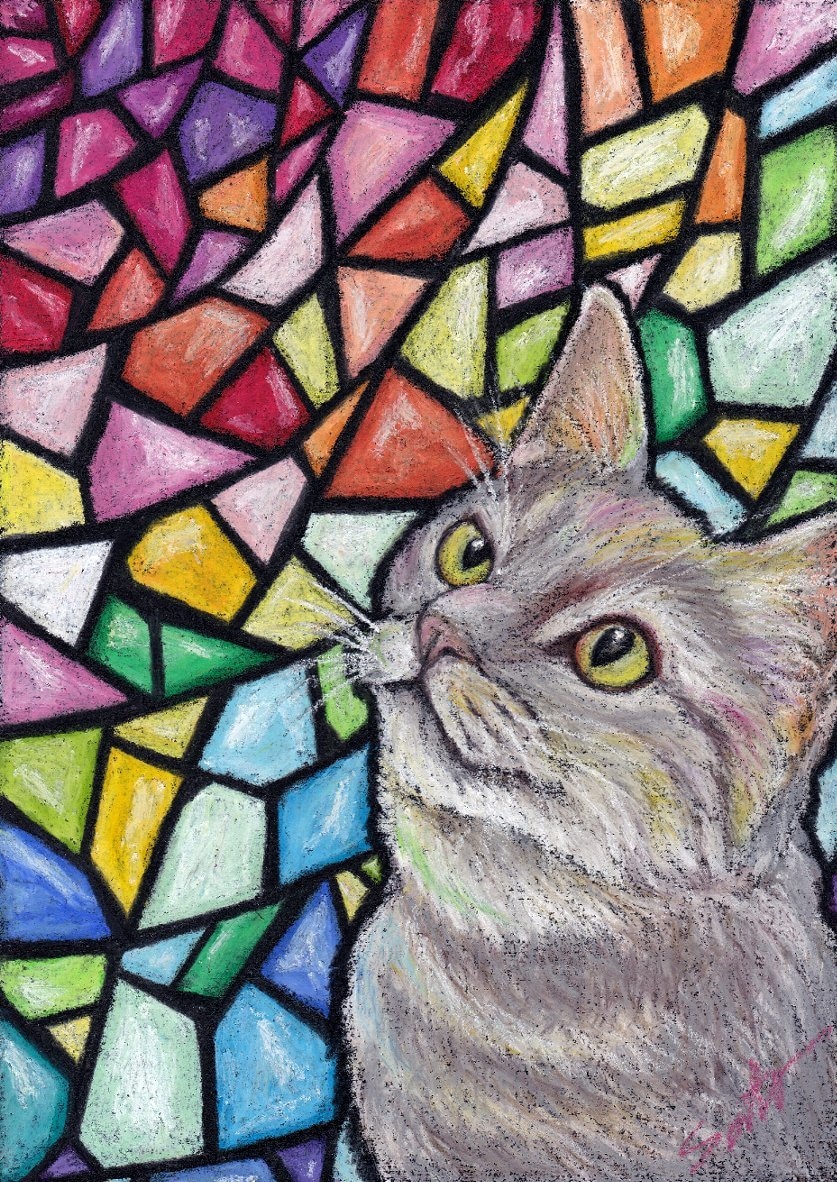 動物をチョークアートで描きます ペットとお好きな背景をドッキング イメージ3