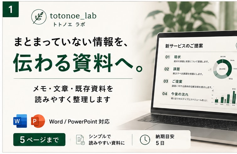 メモや箇条書きを見やすい資料に整理します まとまっていない情報を、伝わる資料へ丁寧に整えます イメージ1