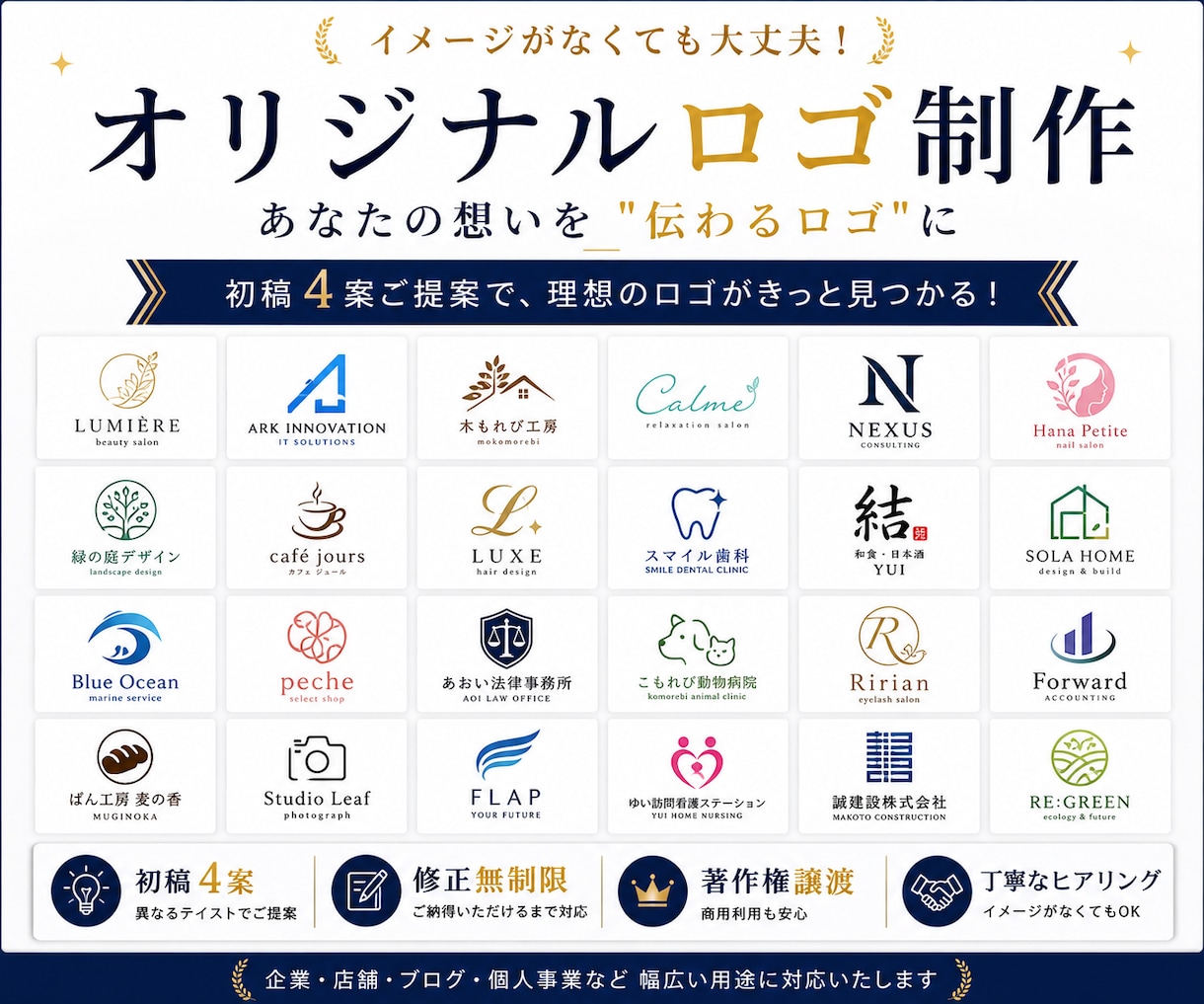 企業・店舗・ブログ向け｜オリジナルロゴを制作します 初稿4案をご提案！修正無制限・著作権譲渡込み イメージ1