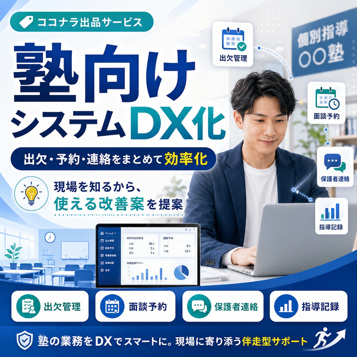 塾のDXシステム相談します 出欠・予約・通知を低予算で改善 イメージ1