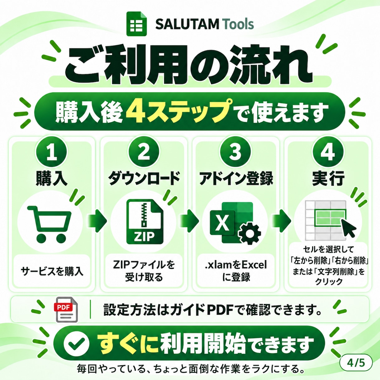Excelセル文字を一括削除するツールを納品します 左から・右から・指定文字列をまとめて削除 イメージ4