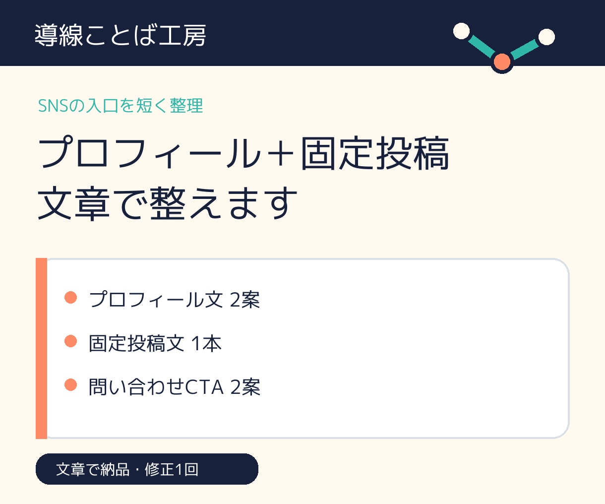 SNSプロフィールと固定投稿文を作ります 誰向け・何ができる・次の行動を短く整理 イメージ1