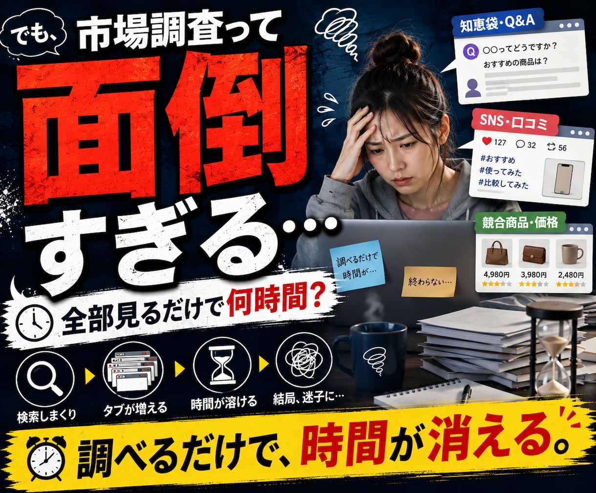 完全代行！最高峰の悩み競合リサーチを約束します 副業初心者歓迎！市場調査からデータ収集・分析まで24h以内！ イメージ3