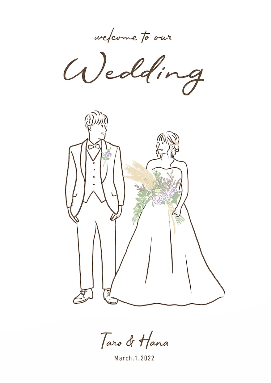 シンプルでお洒落なウェルカムボートイラスト描きます オリジナルのWeddingアイテム制作に＊ イメージ3