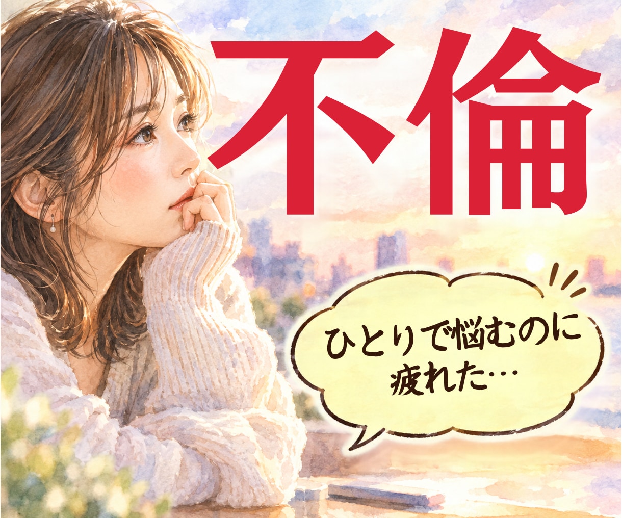 不倫・浮気｜誰にも言えない苦しさ丸ごと受け止めます 彼の事ばかり考えて不安になる…そんなあなたの悩みお聴きします イメージ1