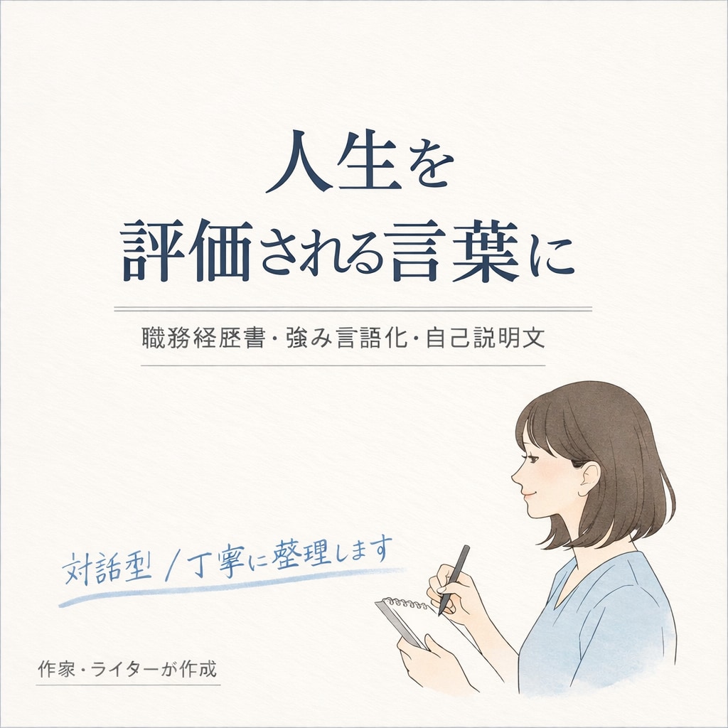 あなたの人生を面接官に届く言葉に翻訳します 人生が伝わる職務経歴書＋強み言語化＋自己説明文を作成します イメージ1