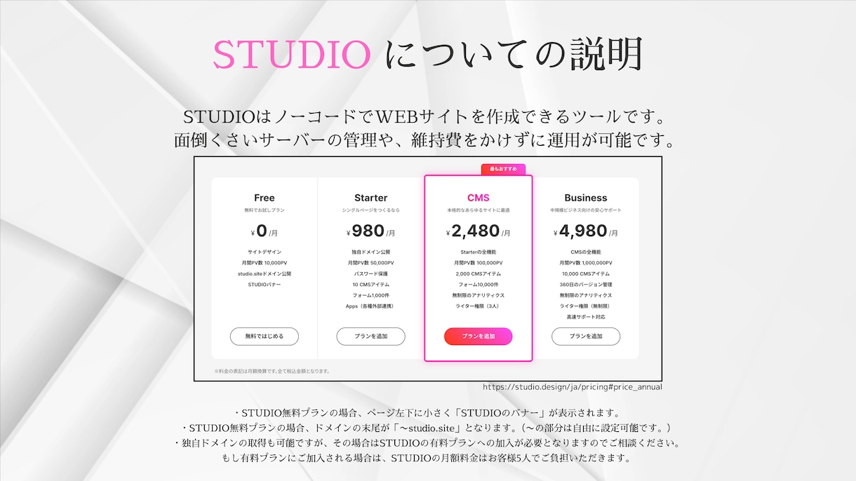 STUDIOで自社更新しやすいサイトを制作します 修正回数無制限！簡単自社更新可能！外部API連携可能！ イメージ4