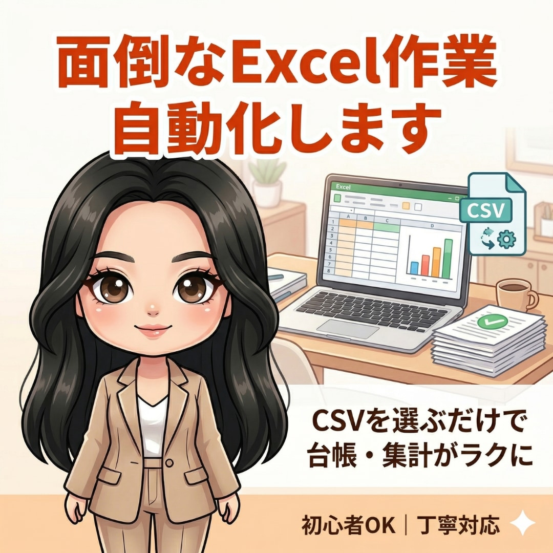 Excel業務を自動化します CSVを選ぶだけで台帳・集計を効率化 イメージ1