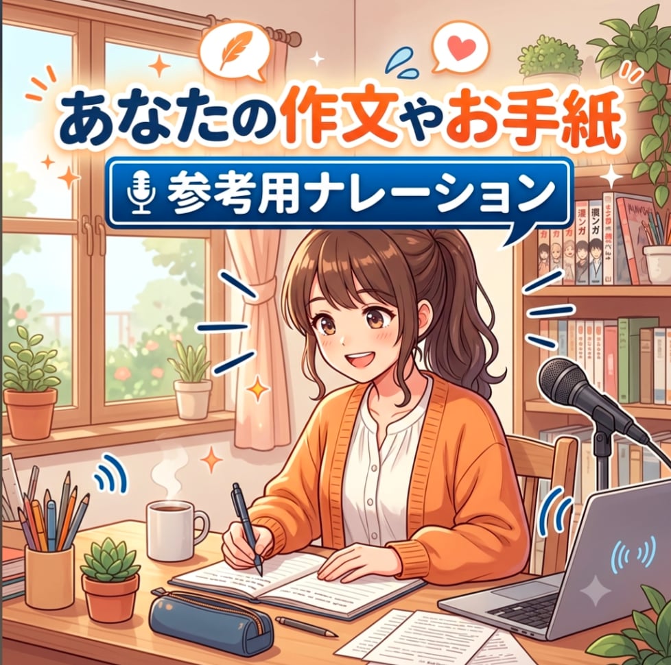 オリジナル作文・お手紙の参考ナレーションをします あなたの文章に抑揚をつけてお読みします。練習にお使いください イメージ1