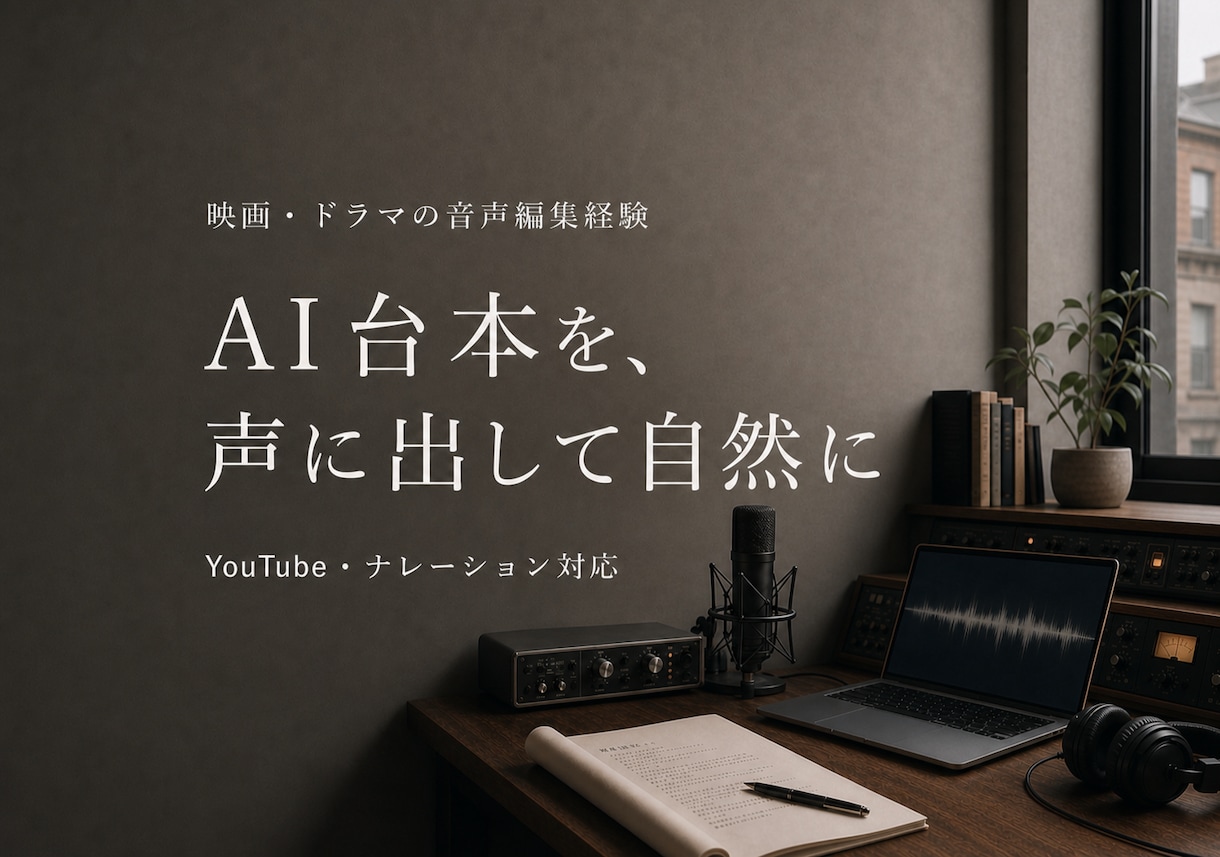 AIで作った台本を自然な話し言葉に直します 音響エンジニアが、声に出して詰まらない文章へ整えます イメージ1