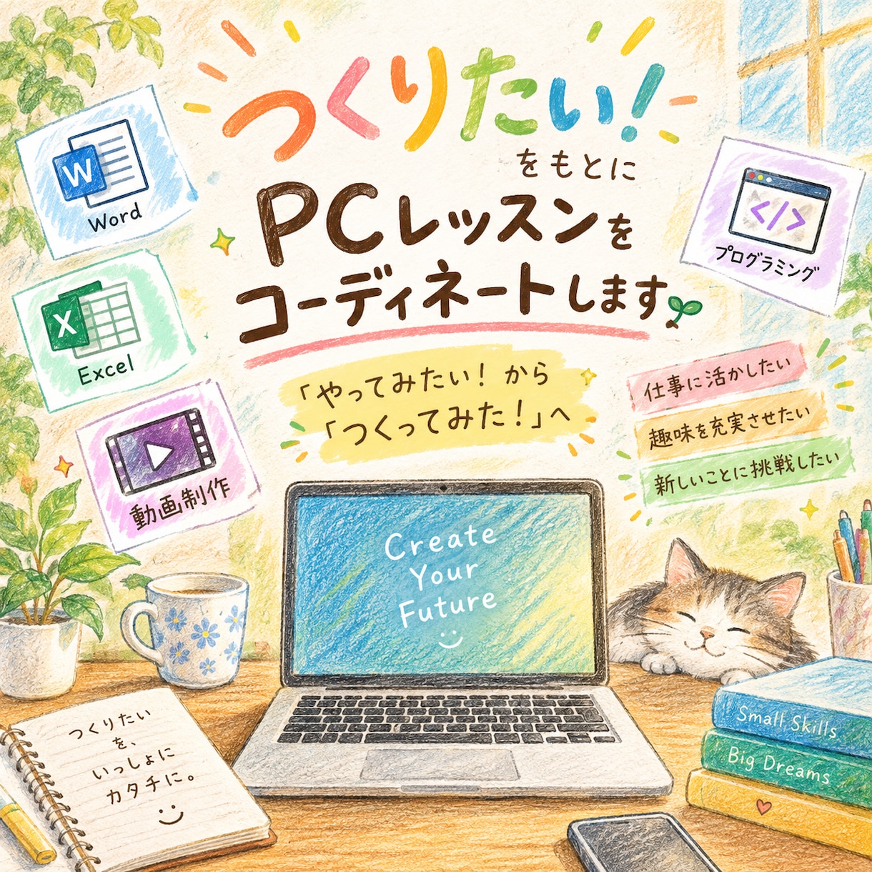 作りたい！からPCレッスンをコーディネートします 「やってみたい！」から「つくってみた！」を叶えるプチレッスン イメージ1