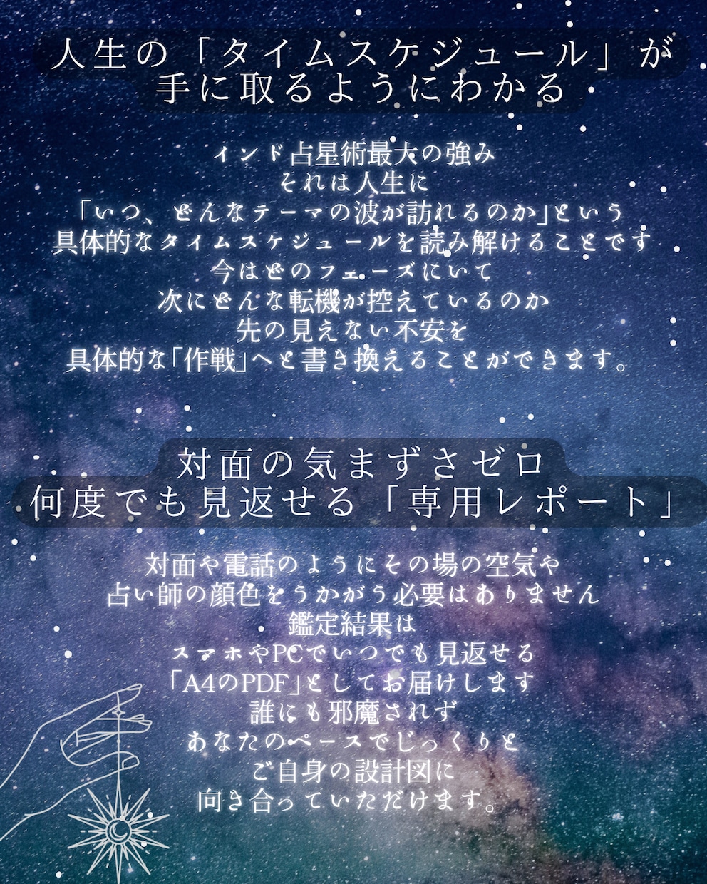 PDF鑑定書付！出生時間から精密に読み解きます 【1,000円】ロジック100%の本格インド占星術 イメージ5