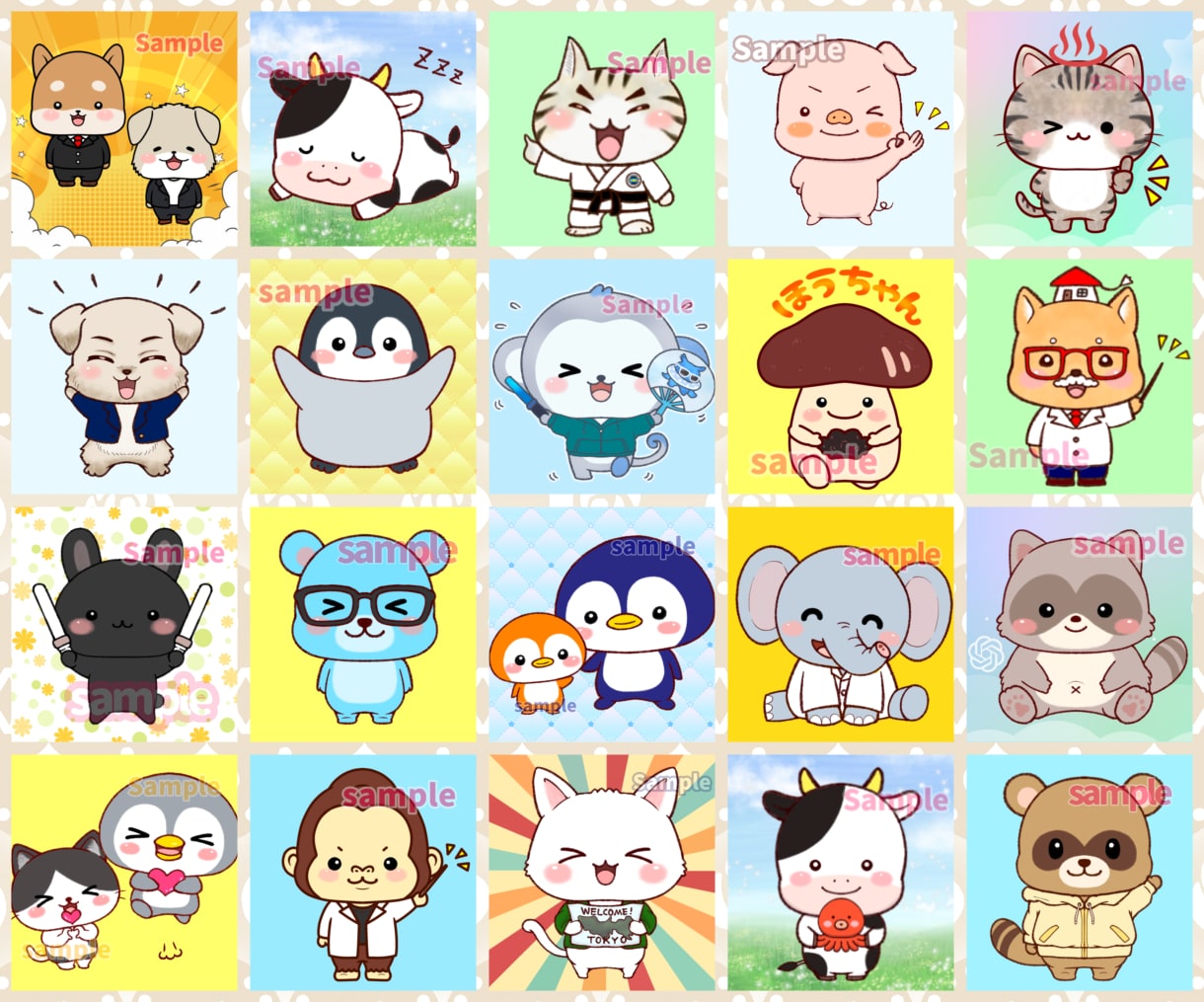 SNSアイコンや投稿オススメ！かわいい動物描きます 人気のポーズ違い✨X、インスタグラム、ブログ、YouTube イメージ2