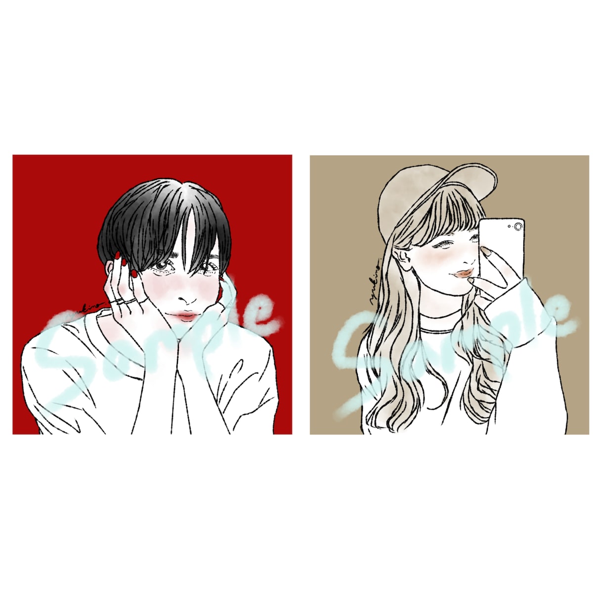 商用利用可！きゅんとトキメクお洒落な似顔絵描きます SNSのアイコンにどうぞお使い下さい！ イメージ6