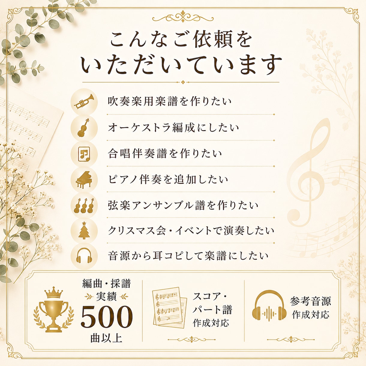 オーケストラ、吹奏楽など大編成の楽譜を作成します ６段以上はこちらからパックでどうぞ イメージ2